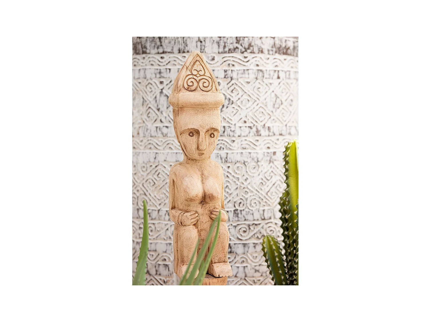 Statuette Déco "Personnage Africain Debout" 88cm Naturel