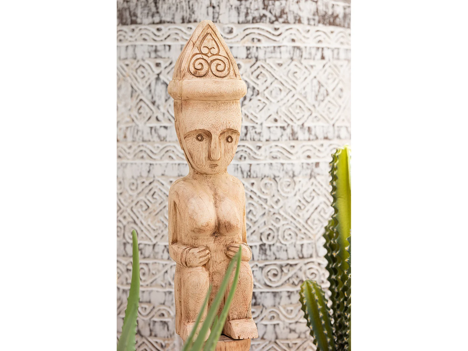 Statuette Déco "Personnage Africain Debout" 88cm Naturel