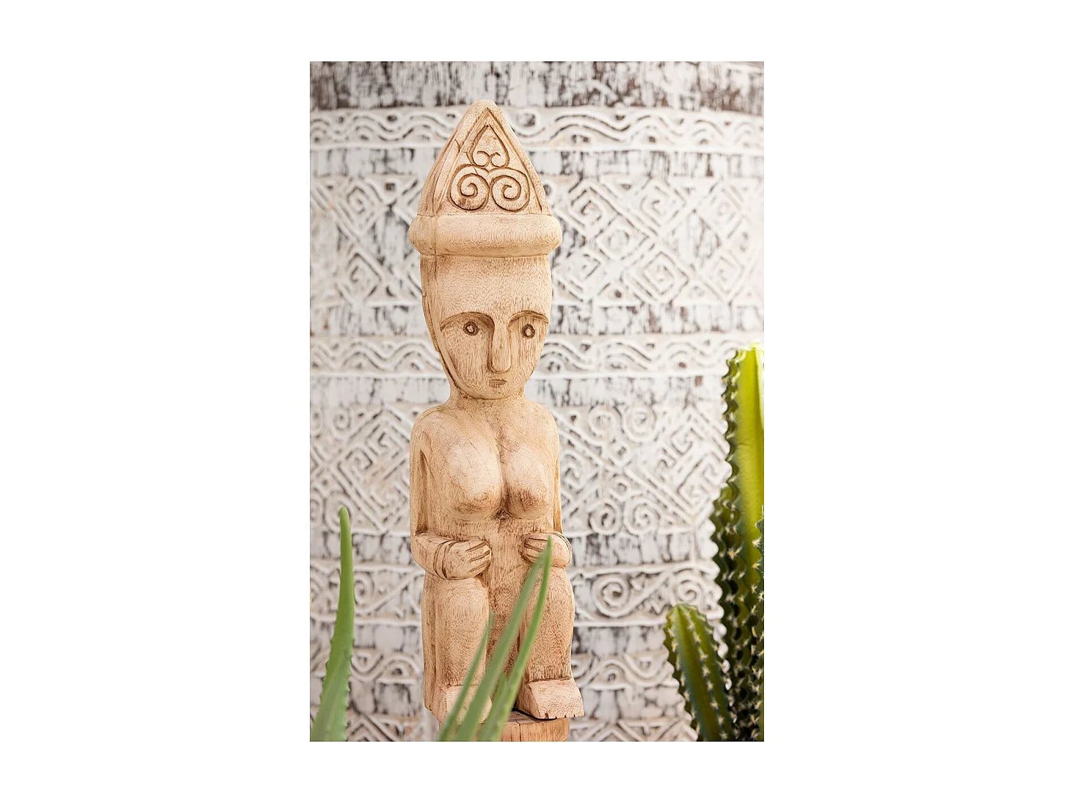 Statuette Déco "Personnage Africain Debout" 88cm Naturel