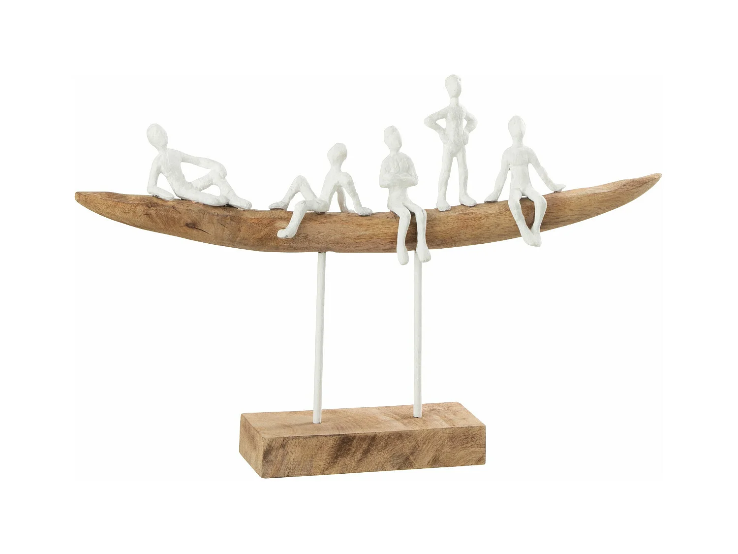 Statuette Déco en Bois "Personnage sur Banc" 30cm Naturel