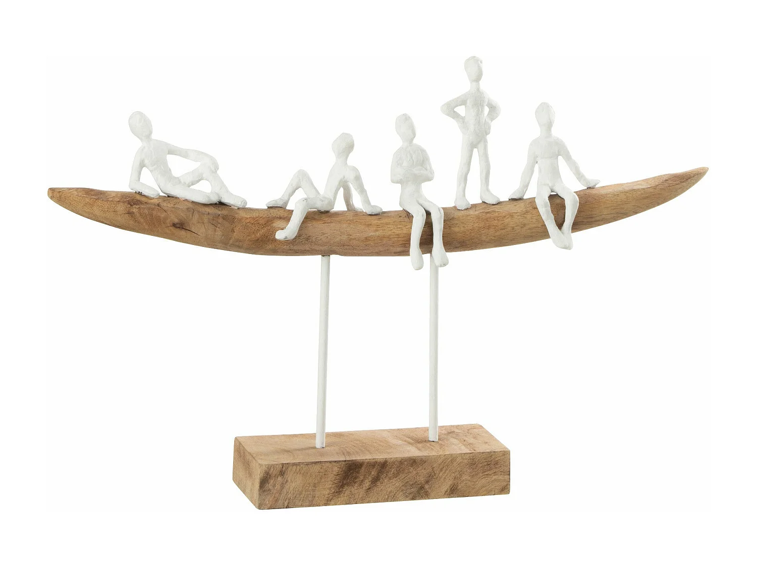 Statuette Déco en Bois "Personnage sur Banc" 30cm Naturel