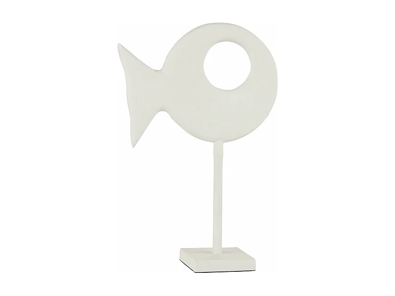 Statuette sur Pied "Figurine Poisson" 39cm Blanc