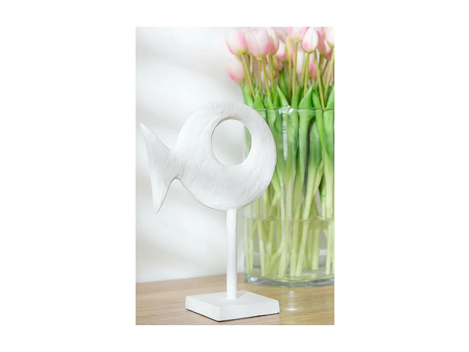 Statuette sur Pied "Figurine Poisson" 39cm Blanc