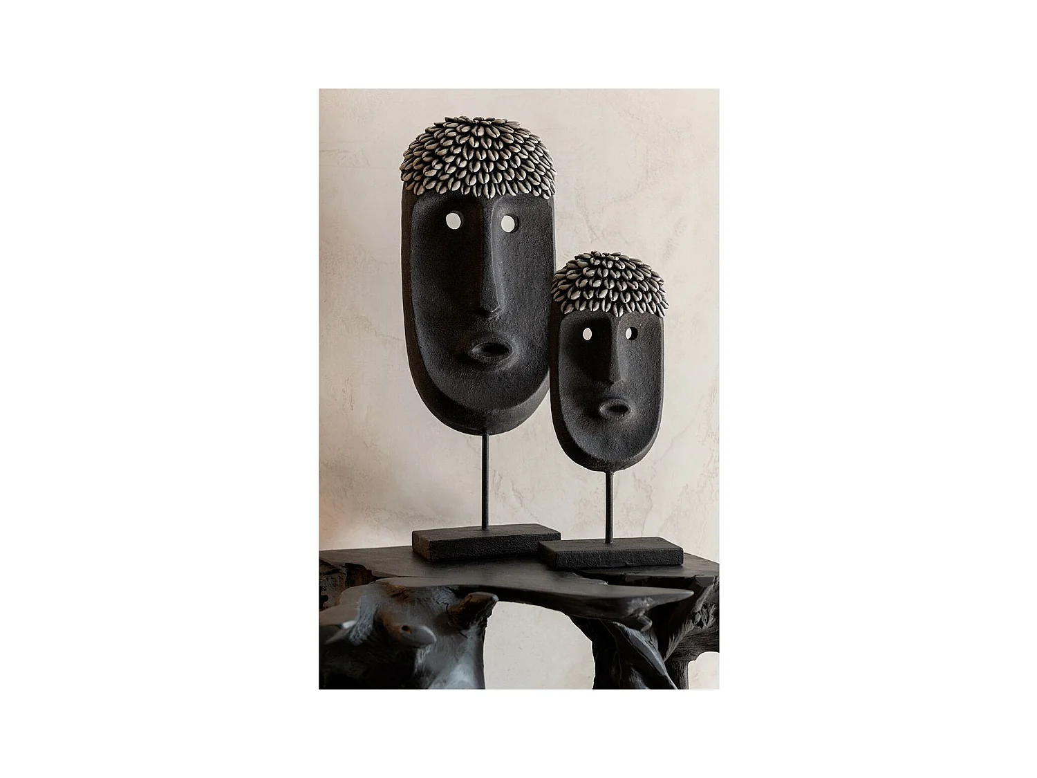 Statue Déco "Masque Ethnique" 34cm Noir