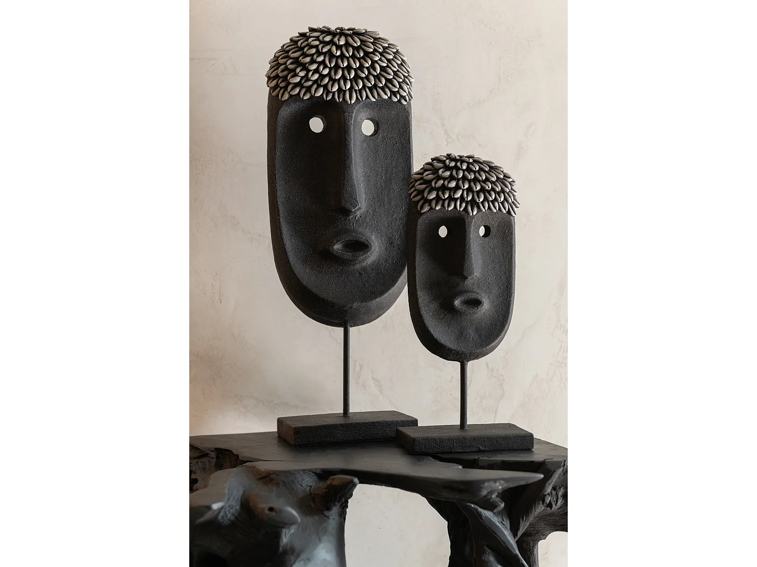 Statue Déco "Masque Ethnique" 34cm Noir