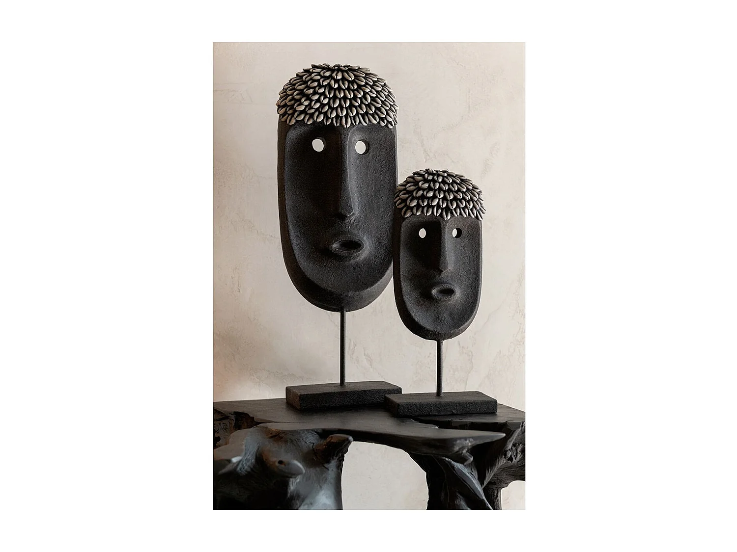 Statue Déco "Masque Ethnique" 34cm Noir