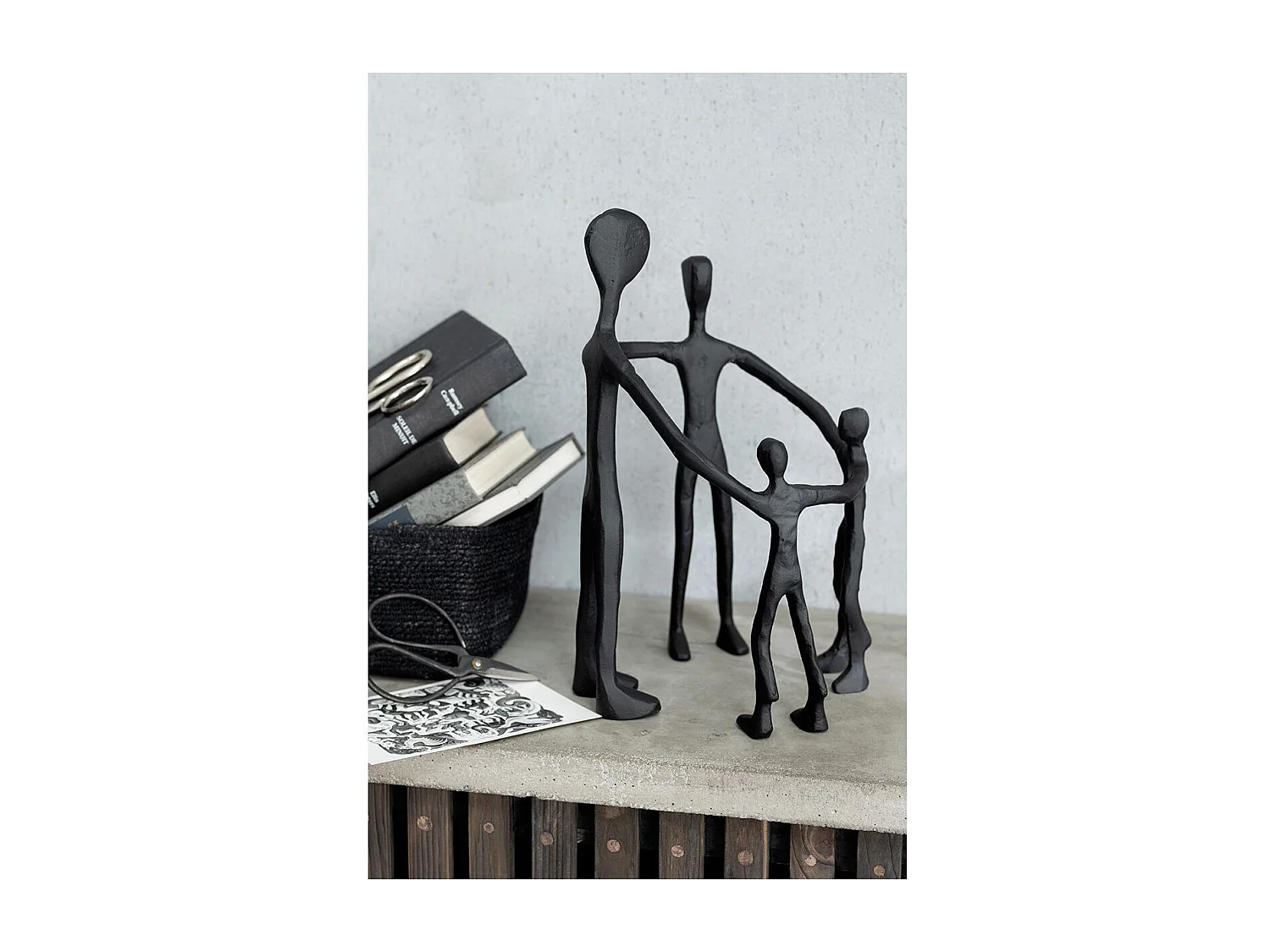 Statuette Déco "Famille en Cercle" 31cm Noir