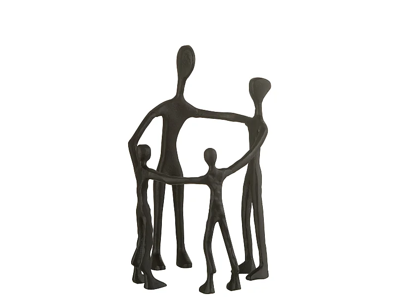 Statuette Déco "Famille en Cercle" 31cm Noir