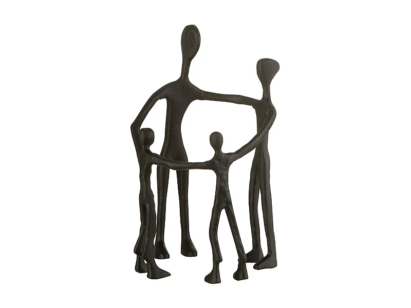 Statuette Déco "Famille en Cercle" 31cm Noir
