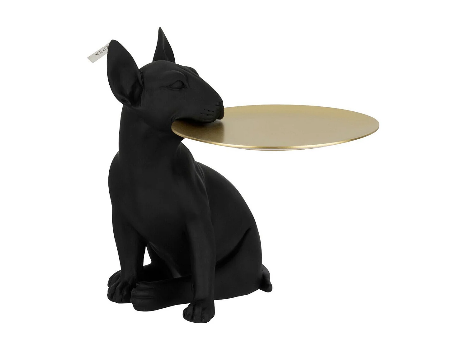 Statuette Déco "Chien Plateau" 28cm Noir