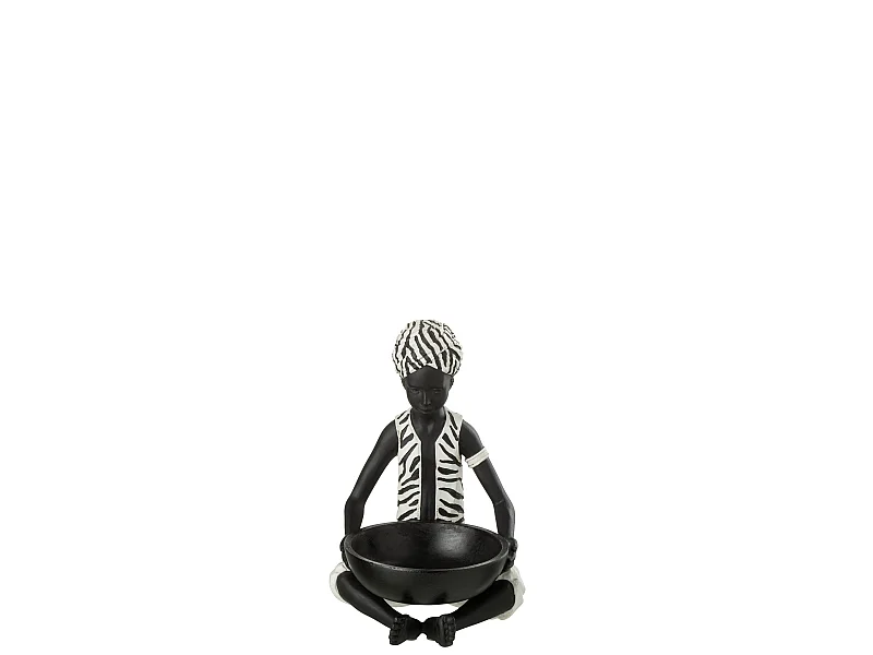 Statuette Déco "Garçon Assis" 26cm Noir