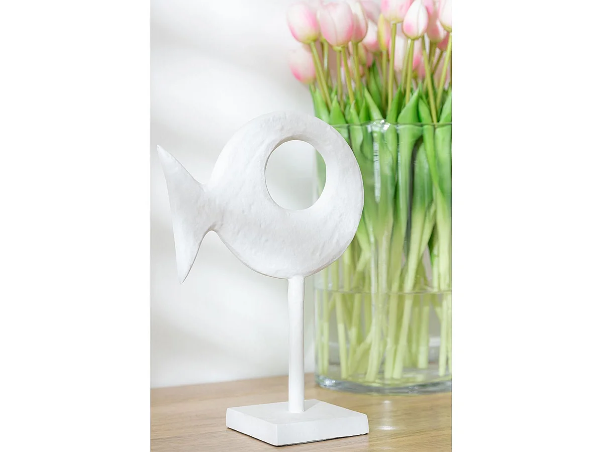 Statuette sur Pied "Figurine Poisson" 30cm Blanc