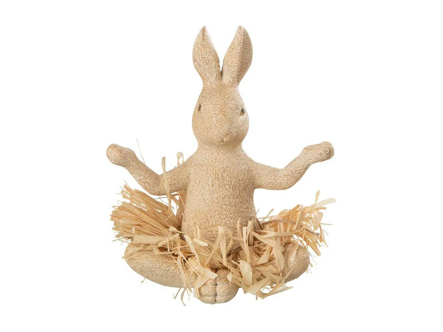 Statuette Déco "Lapin Assis Yoga" 21cm Naturel