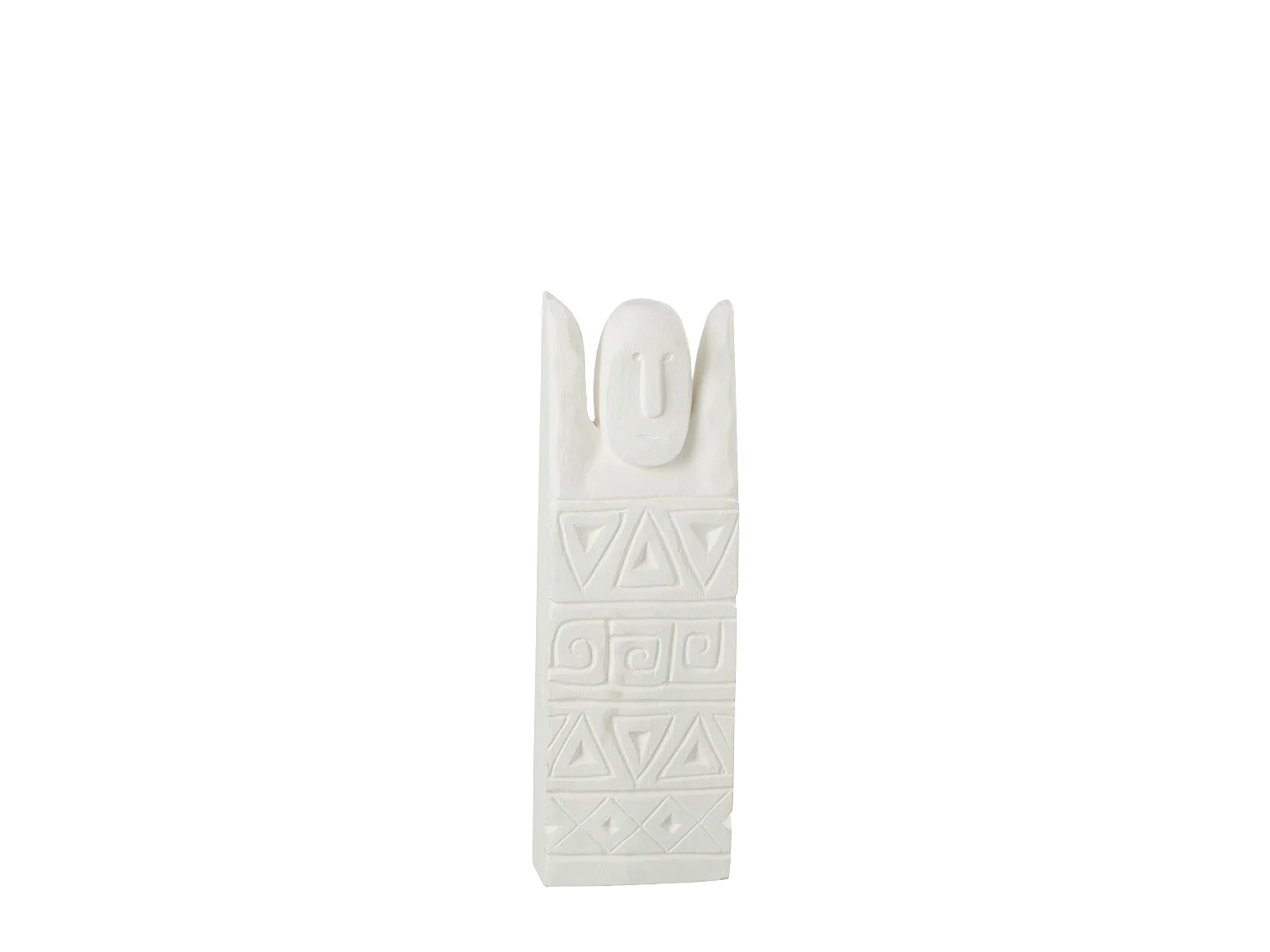 Statue Déco en Bois "Personnage Africain" 46cm Blanc