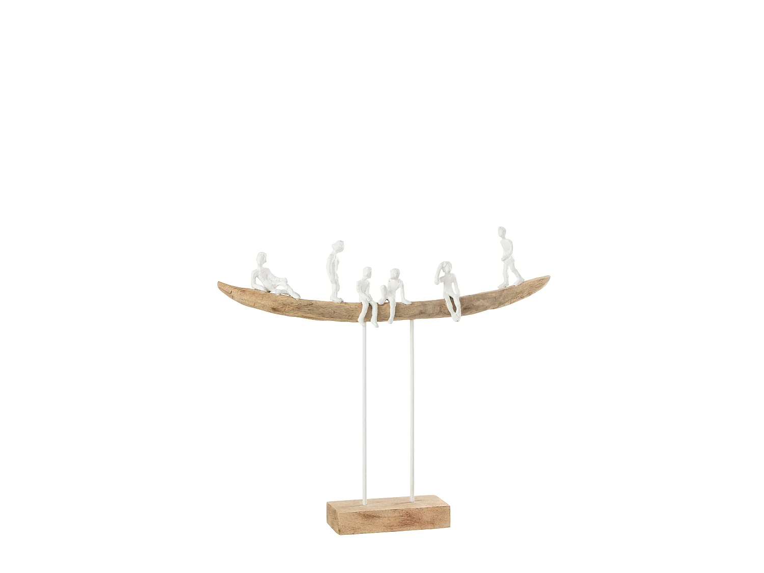 Statuette Déco en Bois "Personnage sur Banc" 47cm Naturel