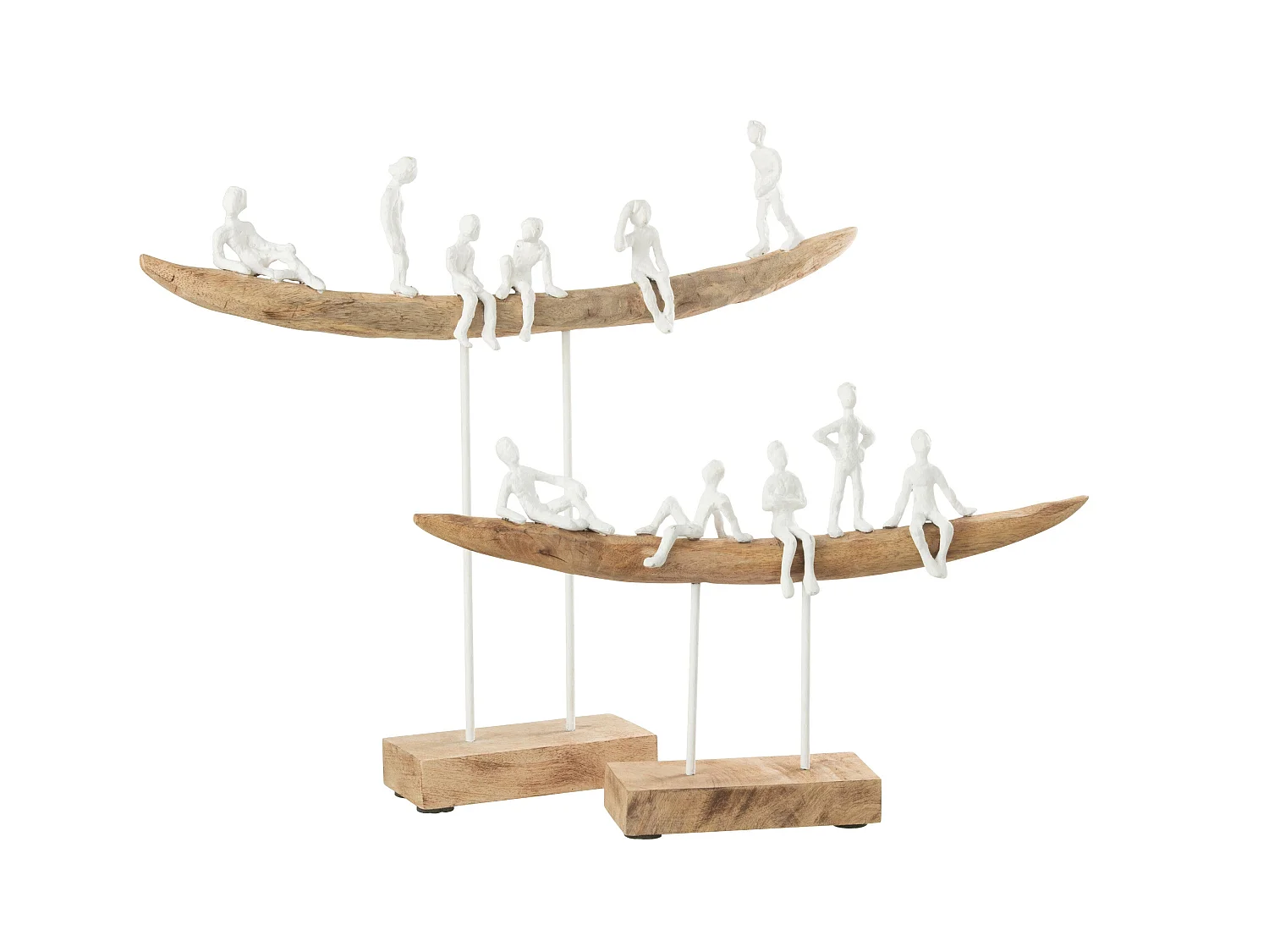 Statuette Déco en Bois "Personnage sur Banc" 47cm Naturel