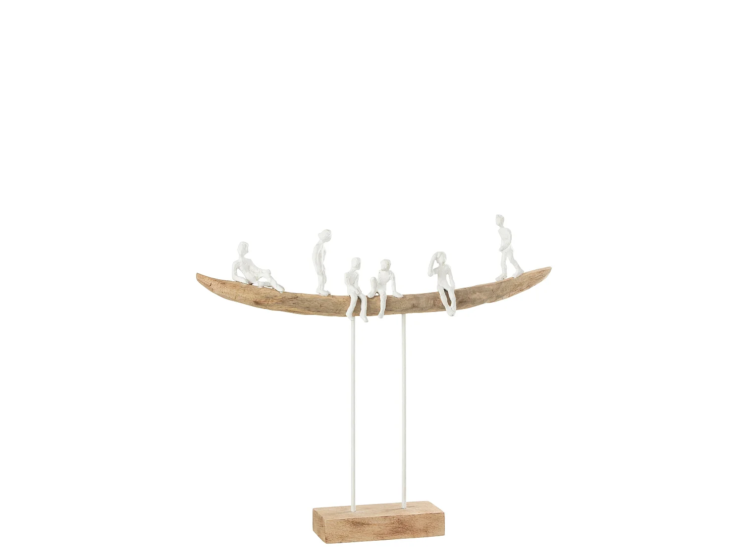 Statuette Déco en Bois "Personnage sur Banc" 47cm Naturel