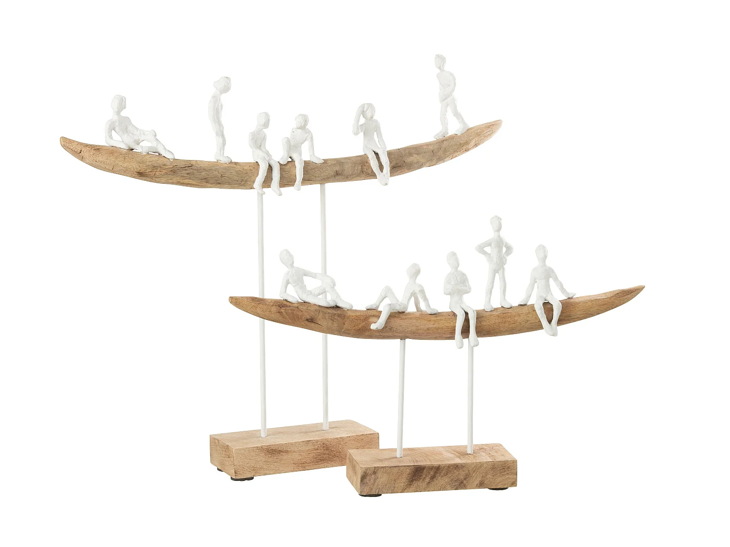 Statuette Déco en Bois "Personnage sur Banc" 47cm Naturel