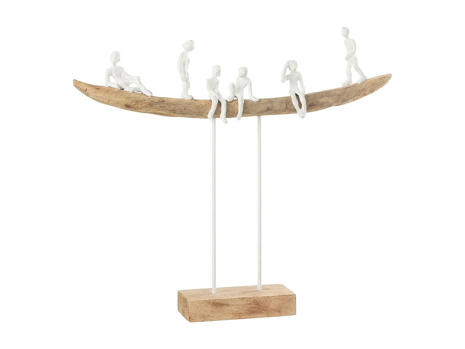 Statuette Déco en Bois "Personnage sur Banc" 47cm Naturel