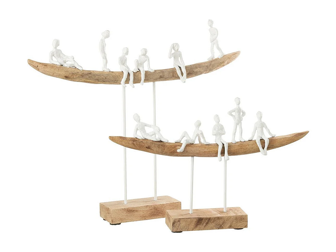 Statuette Déco en Bois "Personnage sur Banc" 47cm Naturel