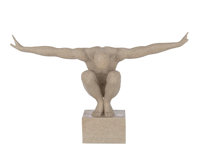 Statuette Déco sur Socle "Athlète" 49cm Beige