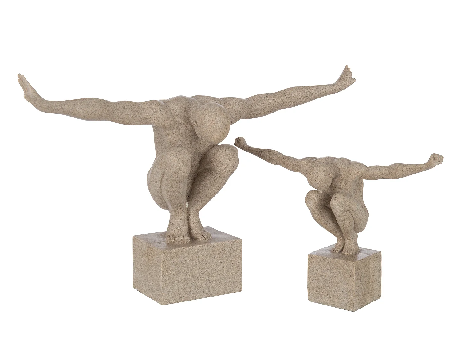 Statuette Déco sur Socle "Athlète" 49cm Beige