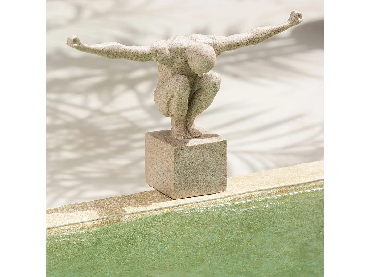 Statuette Déco sur Socle "Athlète" 49cm Beige