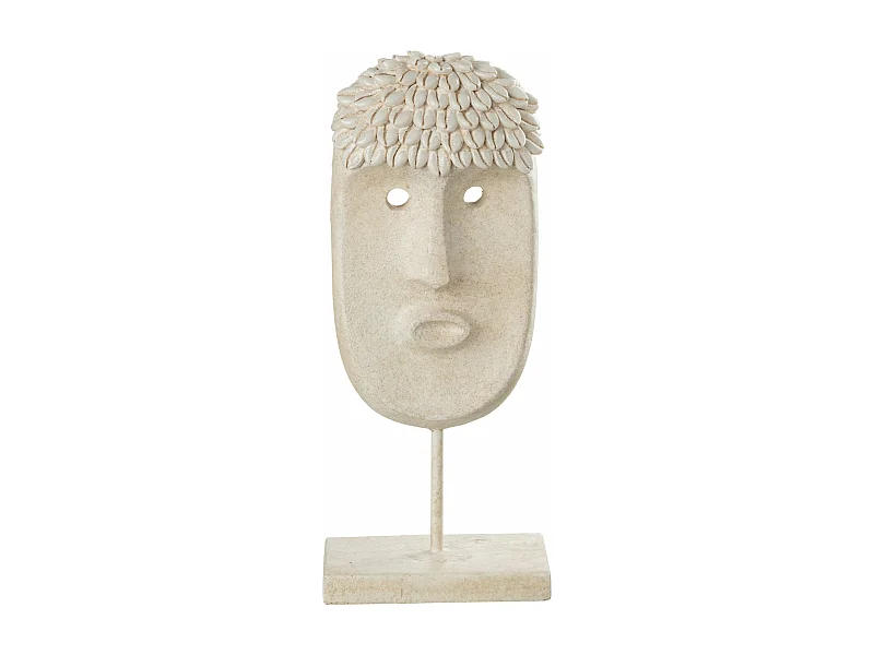 Statue Déco "Masque Ethnique" 34cm Beige