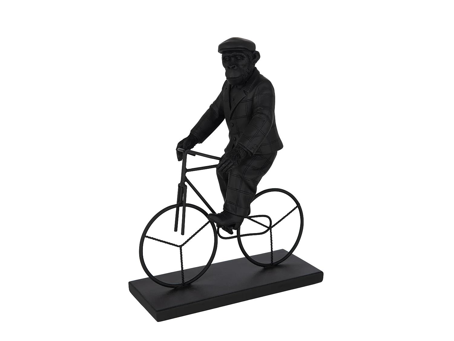 Statuette Déco "Singe Vélo" 33cm Noir
