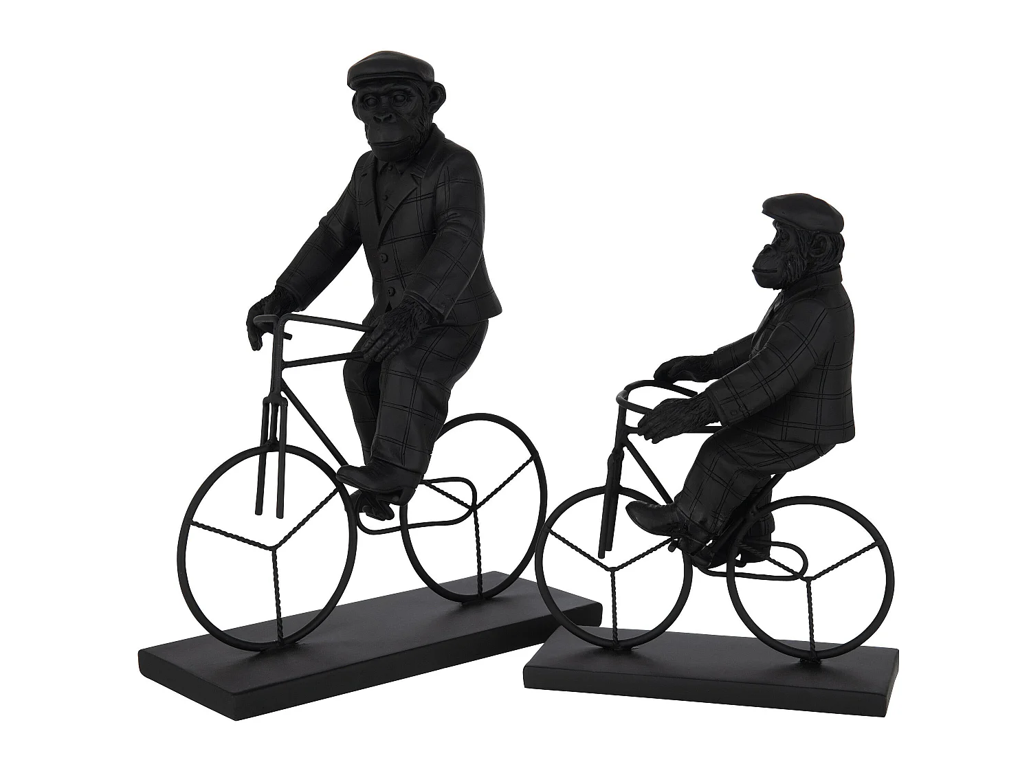 Statuette Déco "Singe Vélo" 33cm Noir