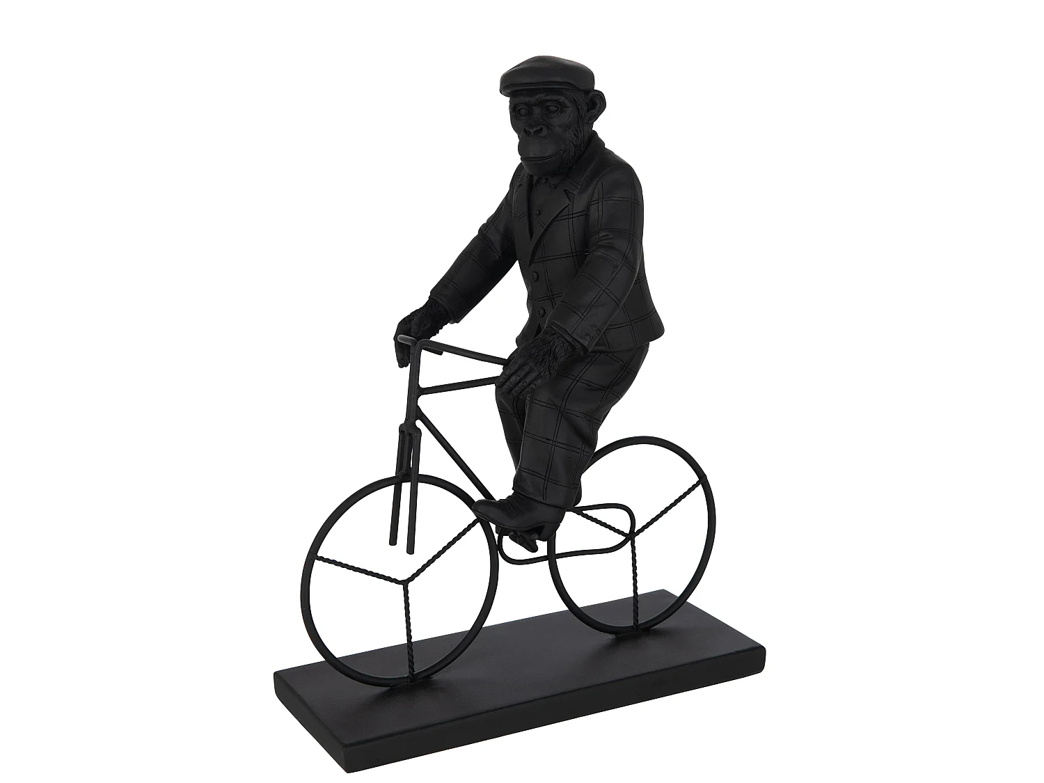 Statuette Déco "Singe Vélo" 33cm Noir