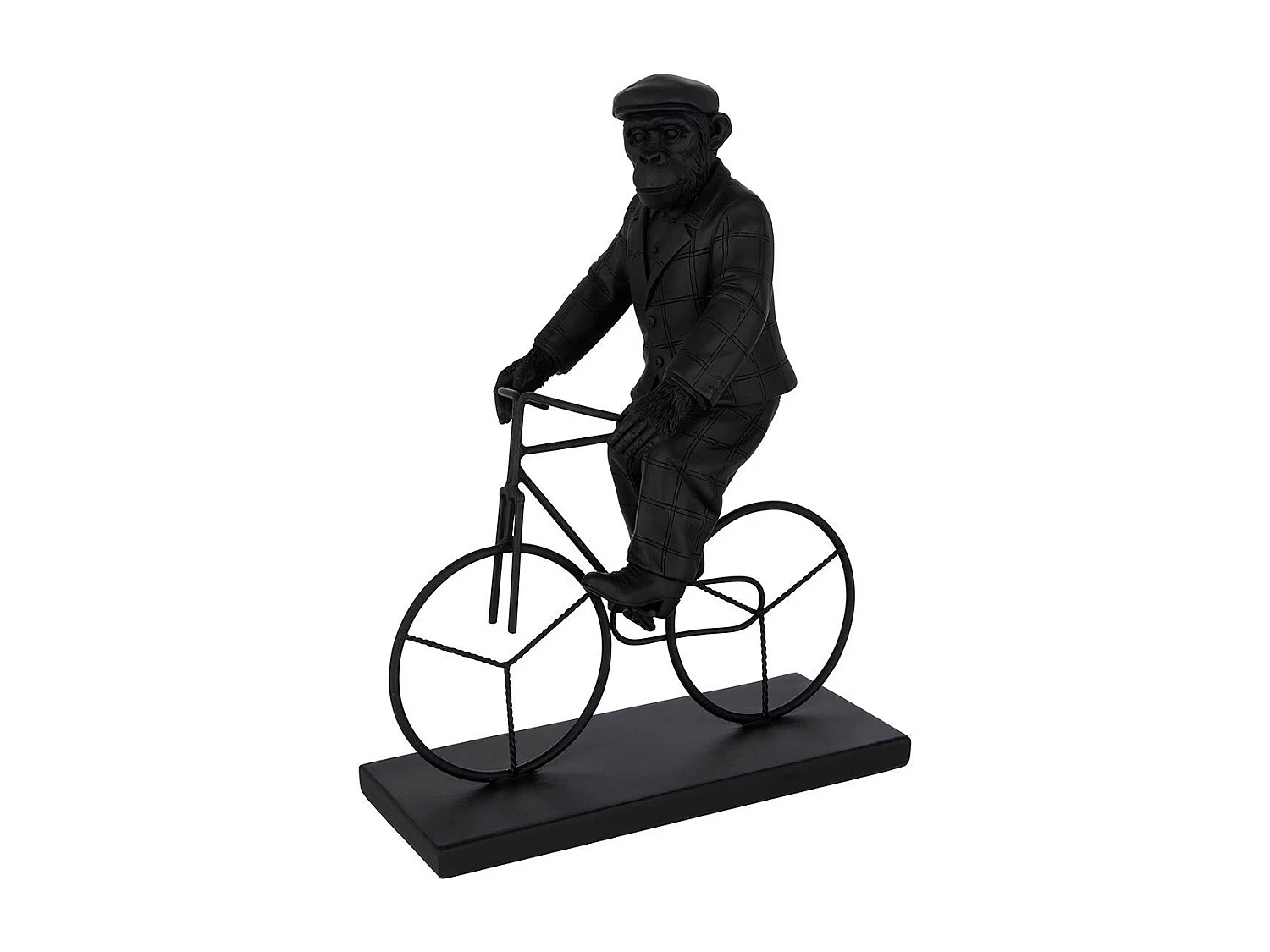 Statuette Déco "Singe Vélo" 33cm Noir