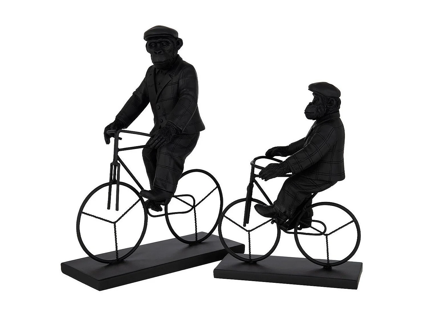 Statuette Déco "Singe Vélo" 33cm Noir