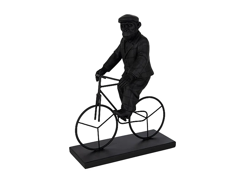 Statuette Déco "Singe Vélo" 33cm Noir