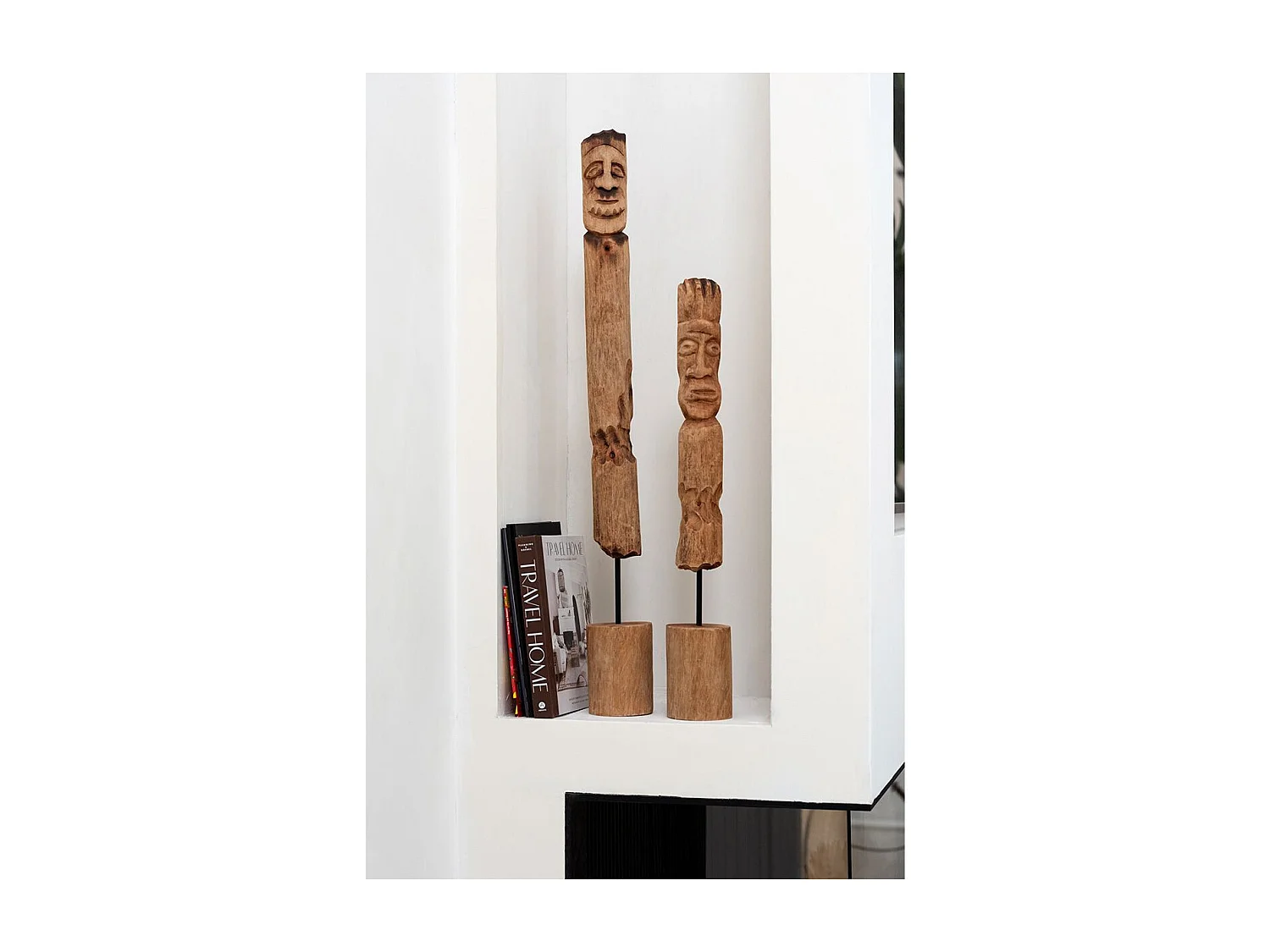 Lot de 3 Statuettes Déco en Bois "Totem" 86cm Naturel