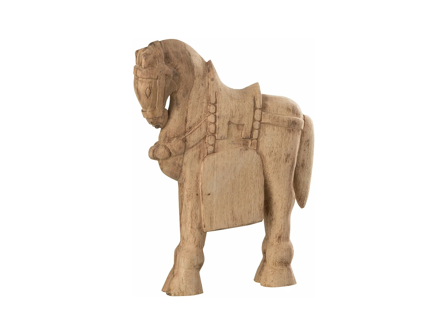 Statuette Déco en Bois "Cheval" 37cm Naturel