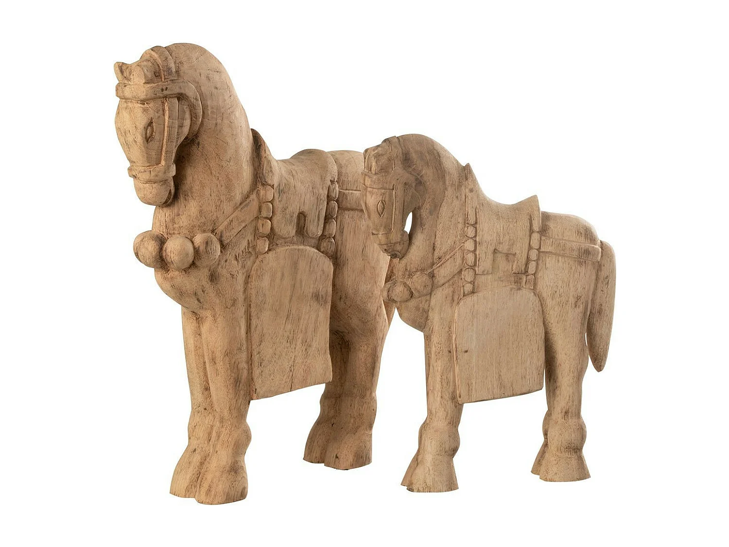 Statuette Déco en Bois "Cheval" 37cm Naturel