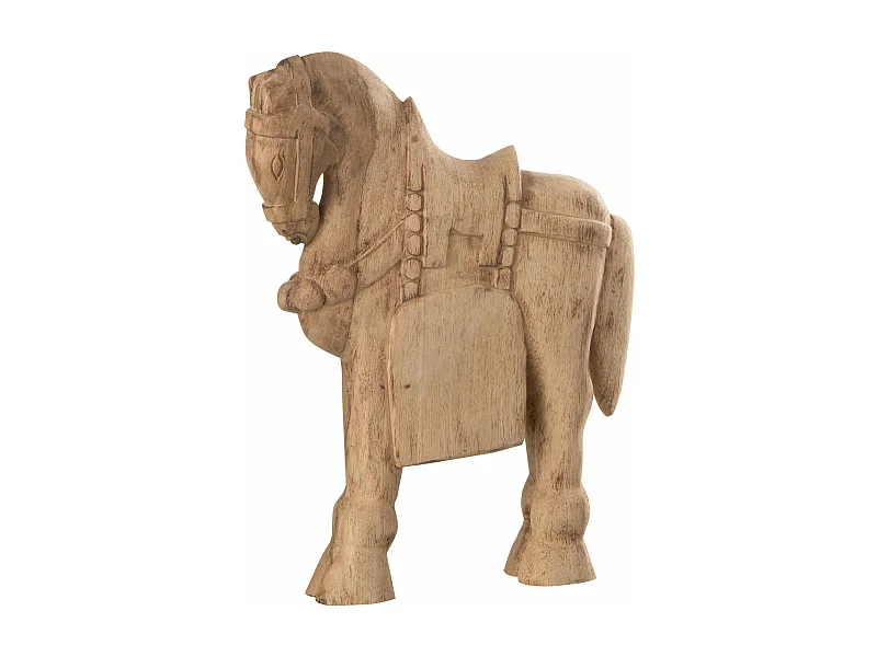 Statuette Déco en Bois "Cheval" 37cm Naturel