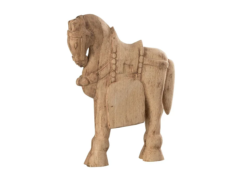 Statuette Déco en Bois "Cheval" 37cm Naturel