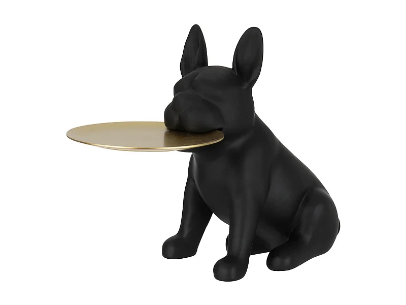Statuette Déco "Bulldog Plateau" 32cm Noir