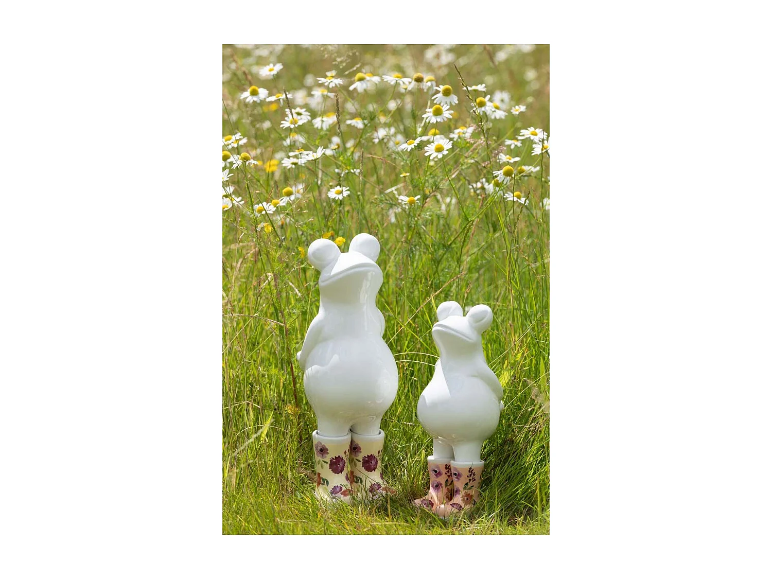Statuette Déco "Grenouille Bottes" 35cm Blanc