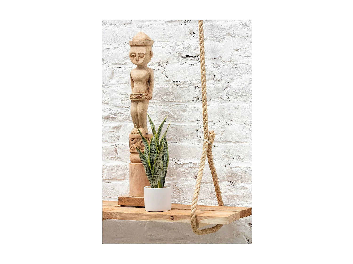 Statuette Déco "Personnage Africain Debout" 67cm Naturel