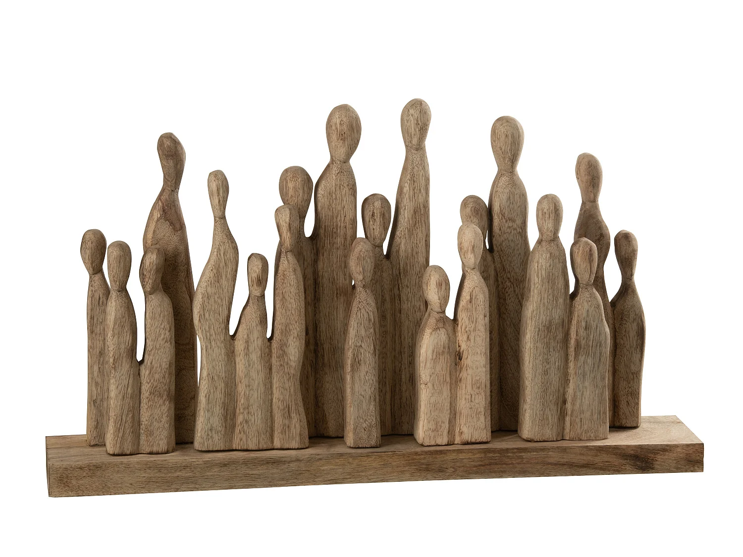 Statuette Déco en Bois "'Groupe de Personnages" 36cm Naturel