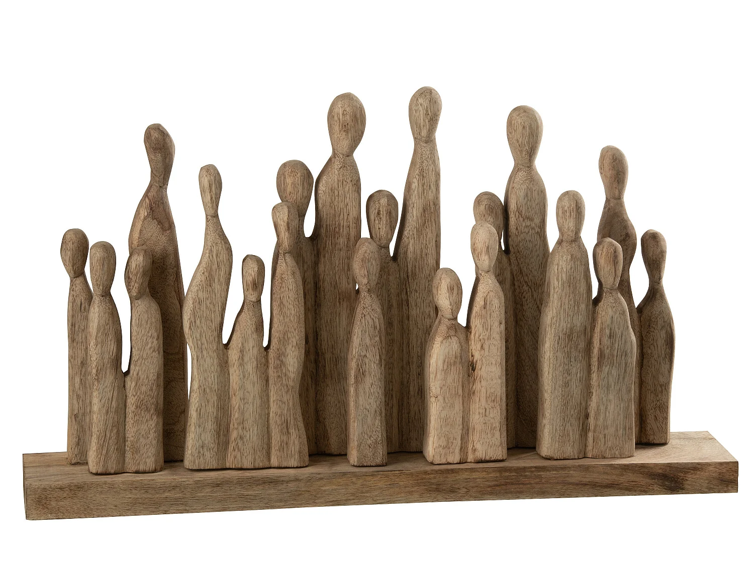 Statuette Déco en Bois "'Groupe de Personnages" 36cm Naturel