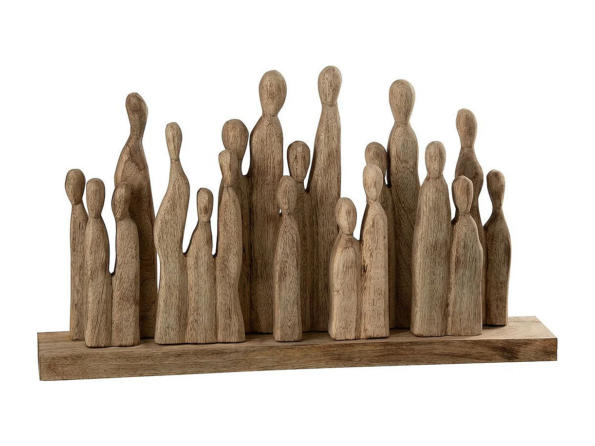Statuette Déco en Bois "'Groupe de Personnages" 36cm Naturel