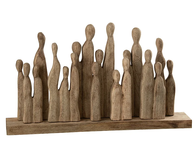 Statuette Déco en Bois "'Groupe de Personnages" 36cm Naturel