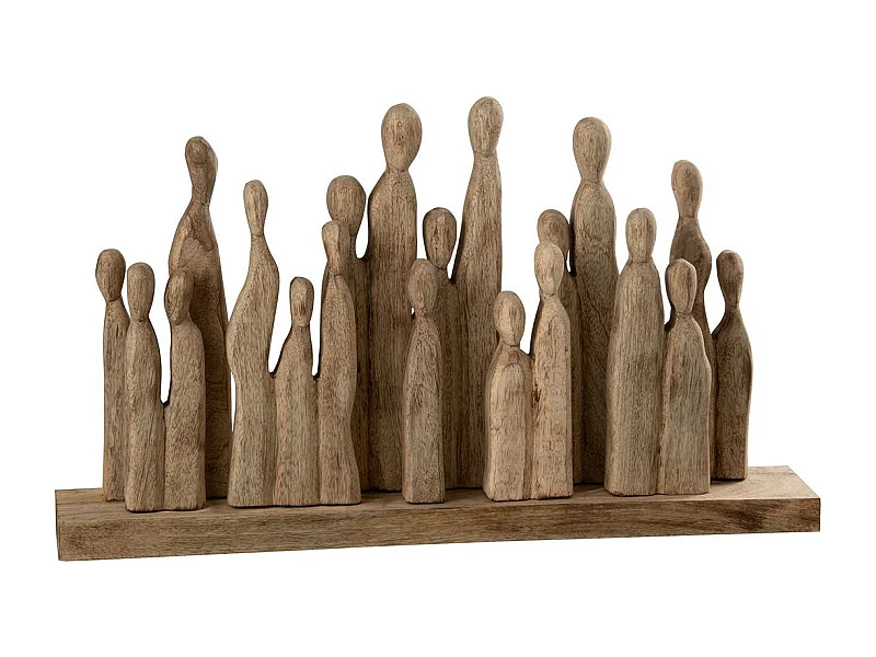 Statuette Déco en Bois "'Groupe de Personnages" 36cm Naturel