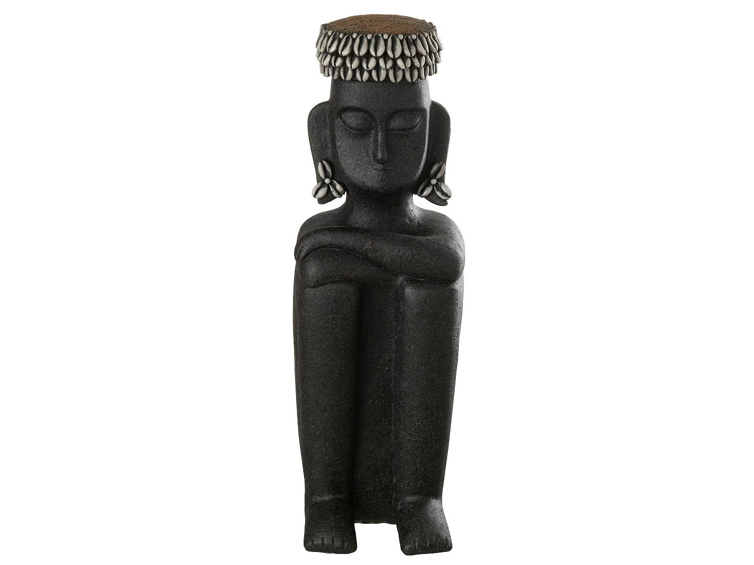Statue Déco "Assise Ethnique" 49cm Noir