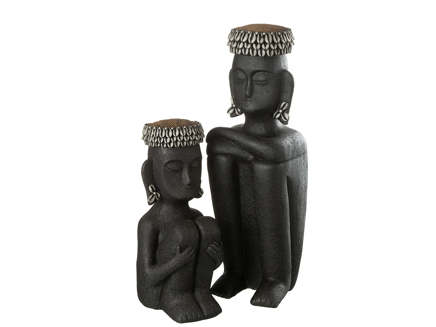 Statue Déco "Assise Ethnique" 49cm Noir