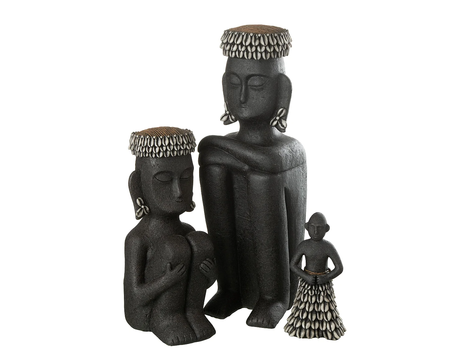 Statue Déco "Assise Ethnique" 49cm Noir